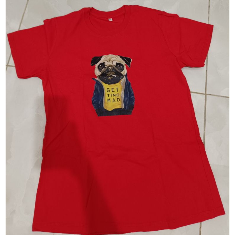 PRELOVED baju kaos merah motif doggy
