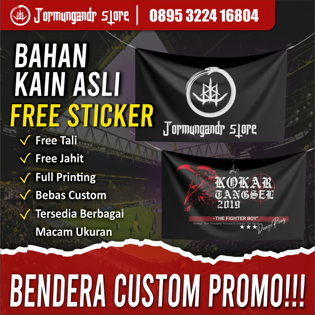 PROMO CETAK BENDERA FULL PRINTING / BENDERA SUPORTER /BENDERA SHOLAWAT / BENDERA CUSTOM FREE STICKER