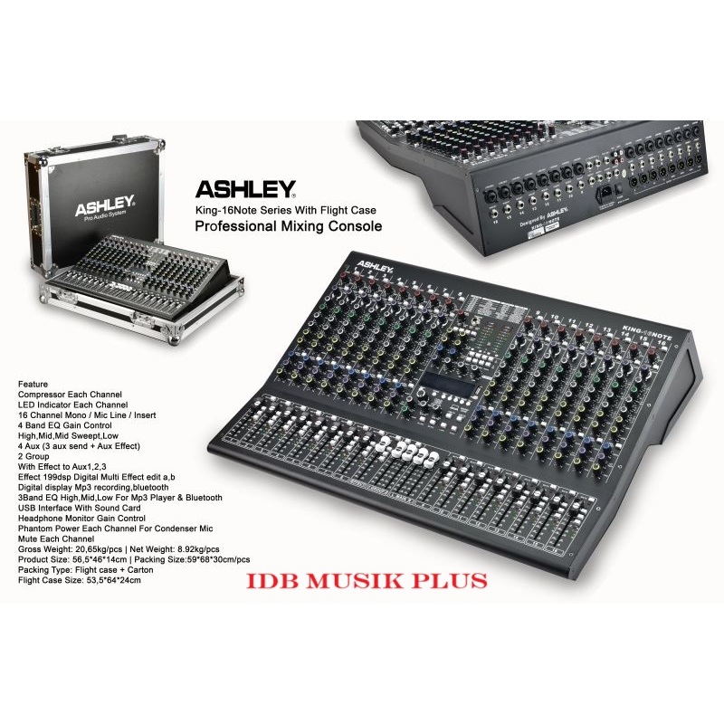 Mixer 16 Ch Ashley KING16 KING 16 NOTE With Hardcase Original
