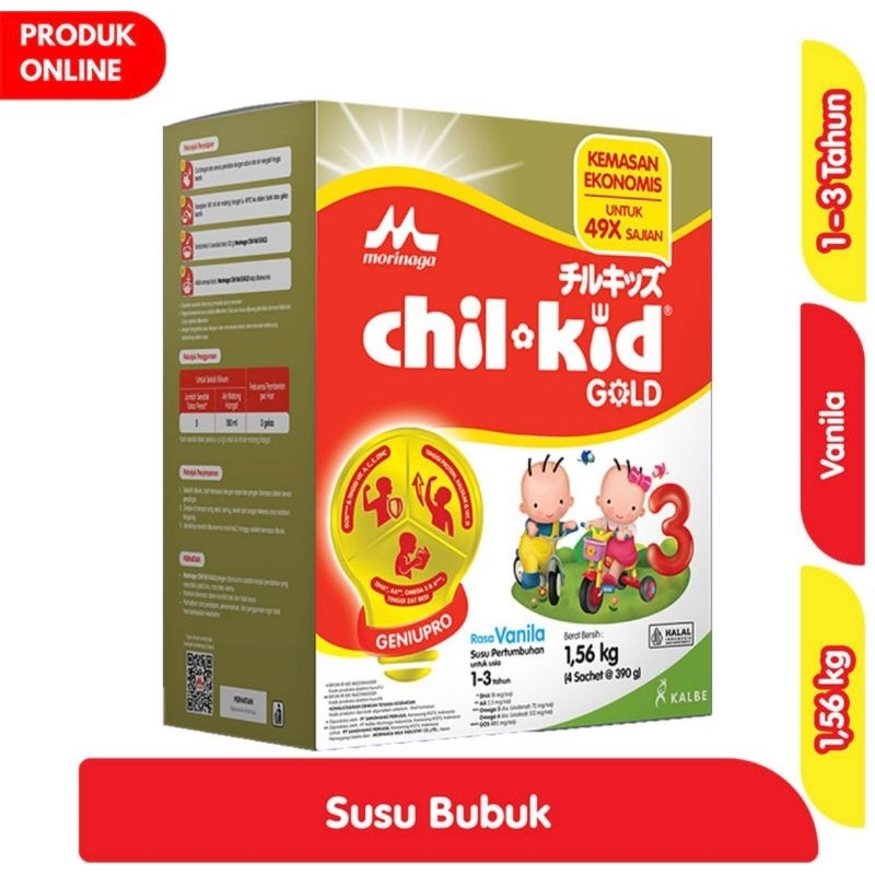 

Morinaga Chilkid Gold Vanila 1560g Susu Formula Pertumbuhan Anak Usia 1-3 Tahun