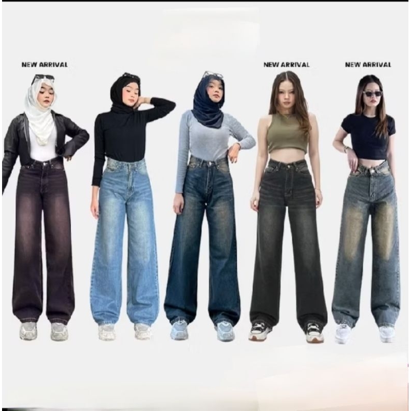 jasmine store - celana jeans panjang wanita hitam cewek korean style
