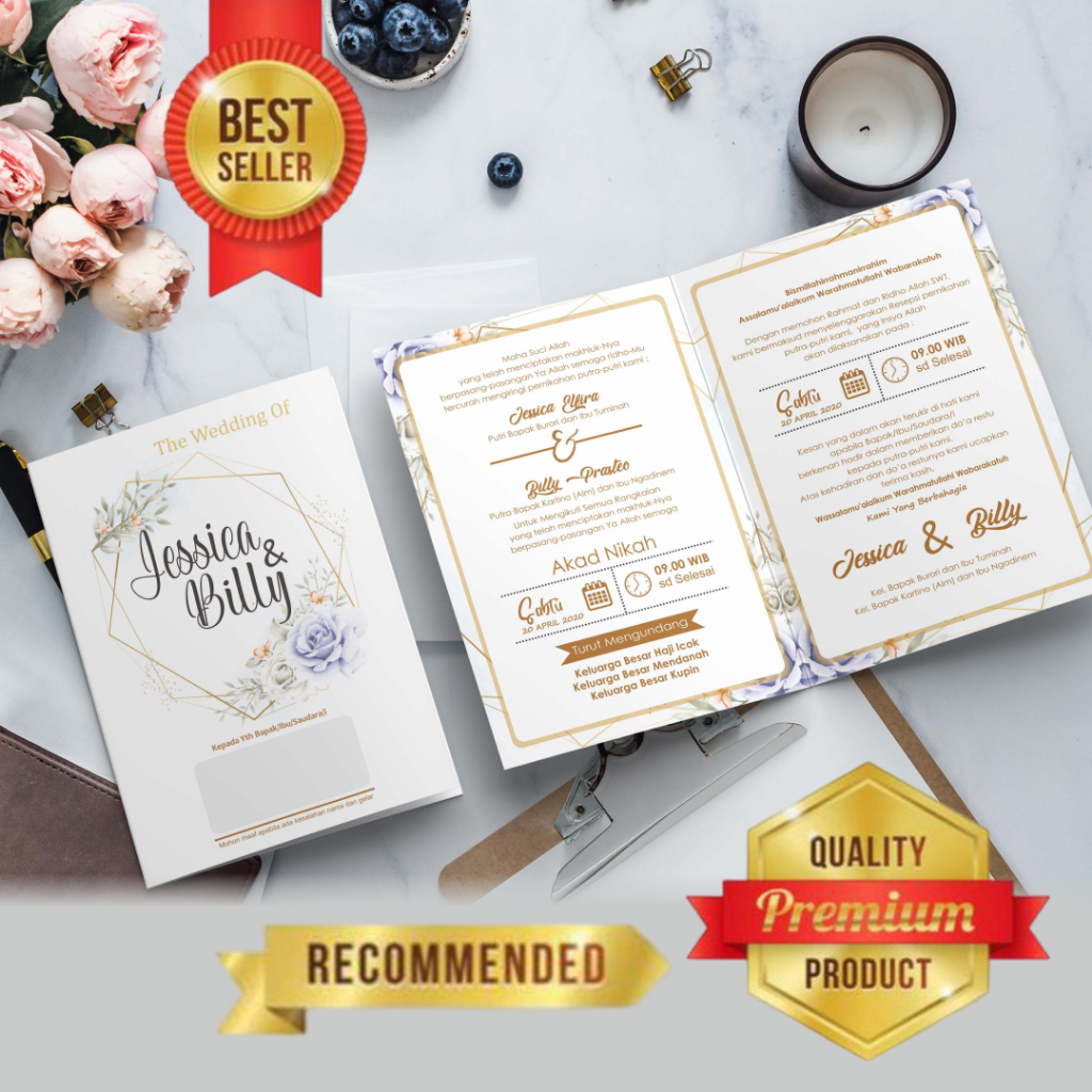 UNDANGAN PERNIKAHAN LIPAT 2 DESAIN MINIMALIS ELEGAN