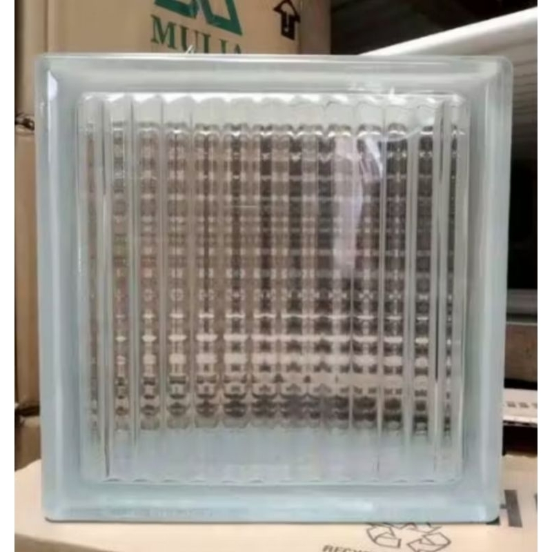 Kaca Block Glass Block motif Quadra Mulia 19 x 19 x 9,5 cm