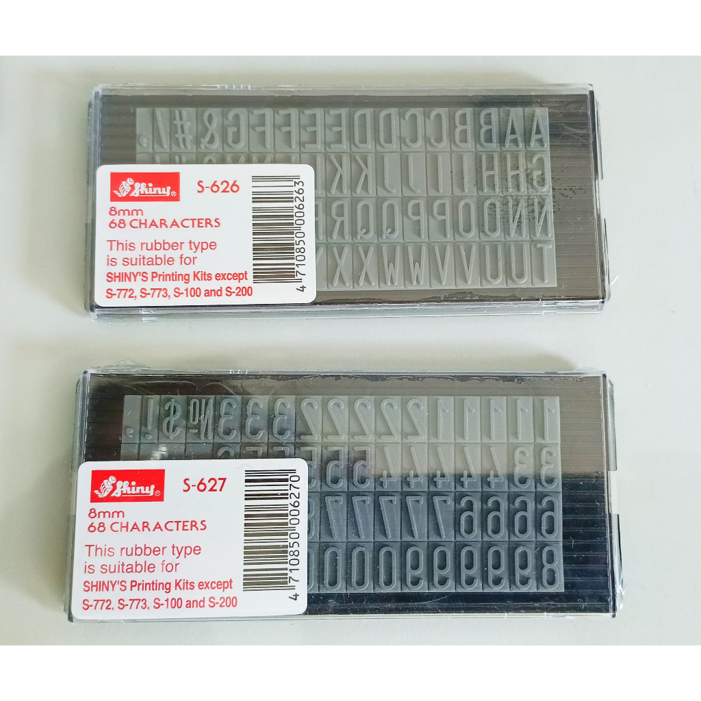 

S-626 dan S-627 Karet Stampel 8 mm 68 characters