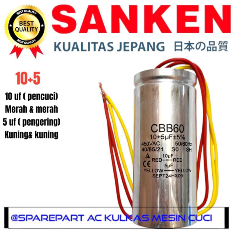 kapasitor mesin cuci sanken 2 tabung tw8600cf