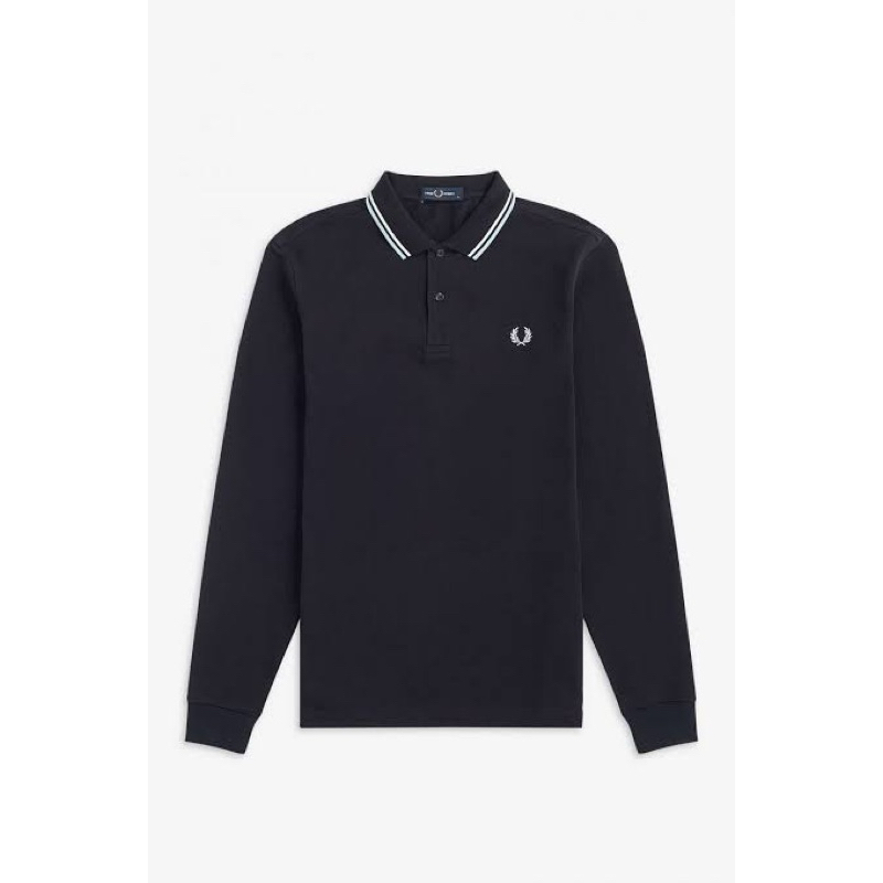 BAJU KERAH KAOS POLO SHIRT FRED PERRY LENGAN PANJANG PUTIH HYPE FULL TAG