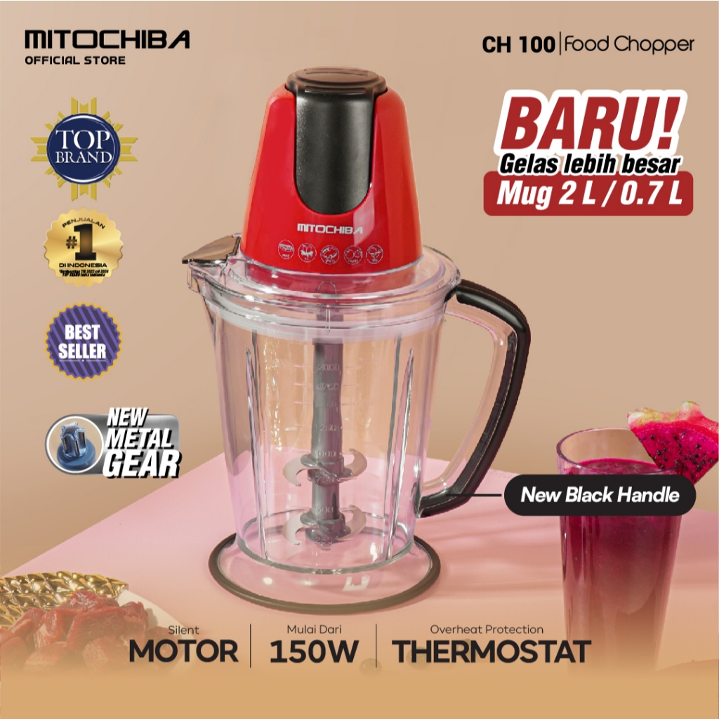 MITOCHIBA Food Chopper CH100 Blender 2L Alat Penggiling dan Penghalus Bumbu