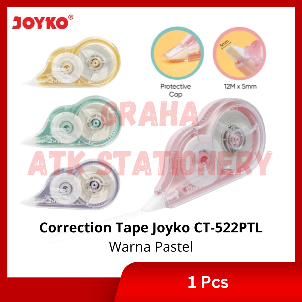 

[1 Pcs] Correction Tape Joyko CT-522PTL Pastel / Penghapus Tipex Pita Kertas Joyko CT-522PTL Pastel