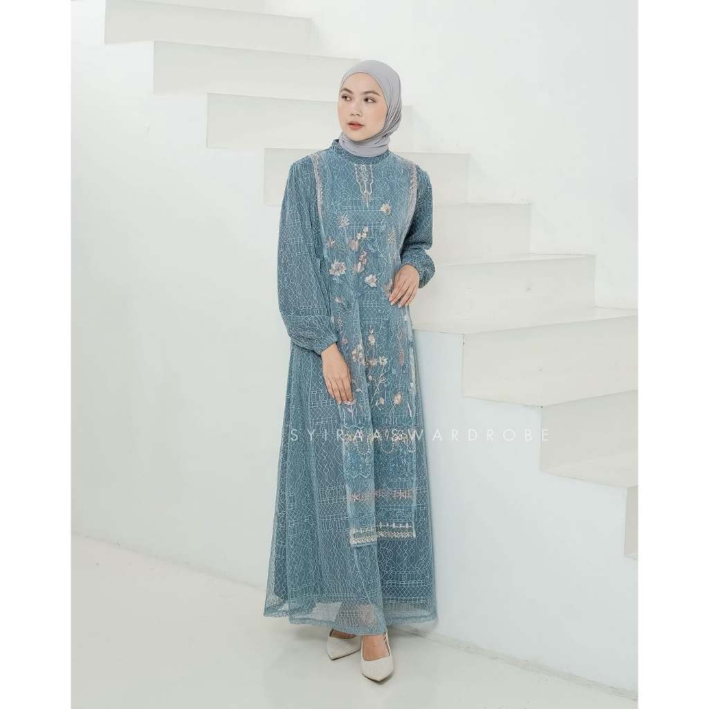 Ainayya Dress Brukat Garden Mix Silk Baju Gamis Kondangan Wanita Kekinian