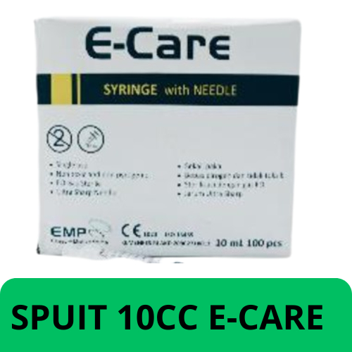 PROMO - Spuit 10cc E-CARE disposable syringe with needle isi 100pcs/box spet 10ml E-CARE 21G 1X1/2