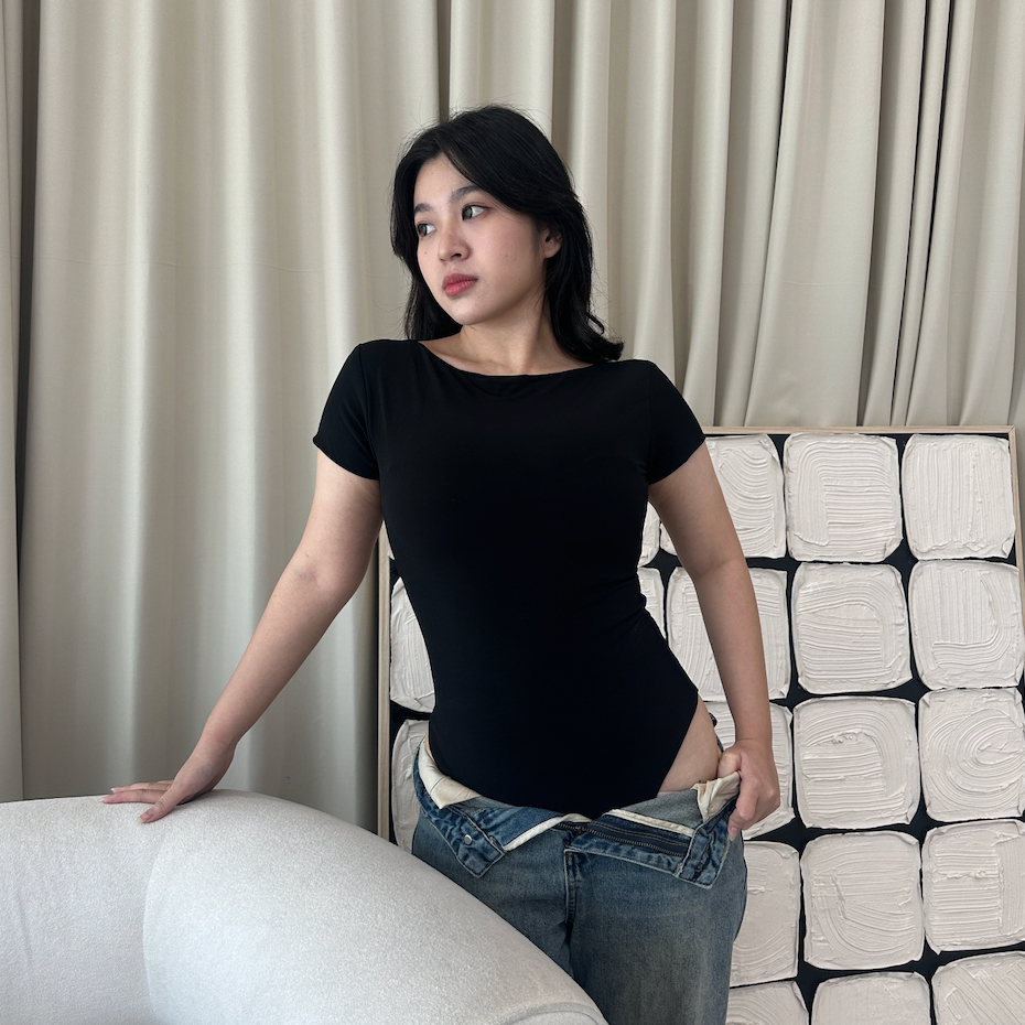 SomethingSweet - ERIN Bodysuit Wanita l Atasan Wanita Leher Boatneck l Bodysuit Basic Lengan Panjang