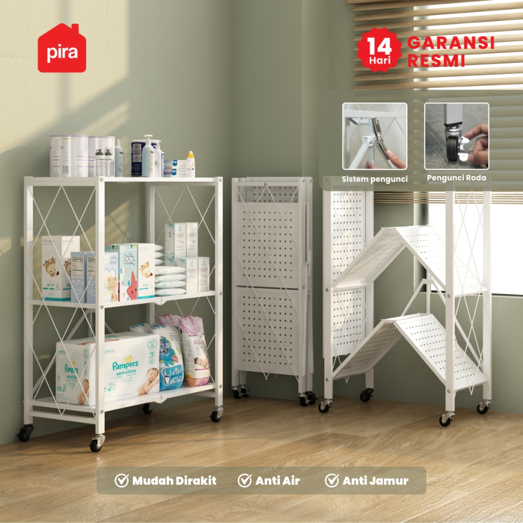 PIRA - FLATO AVA MSU Rak Dapur Lipat Serbaguna / Rak Besi 3 Susun