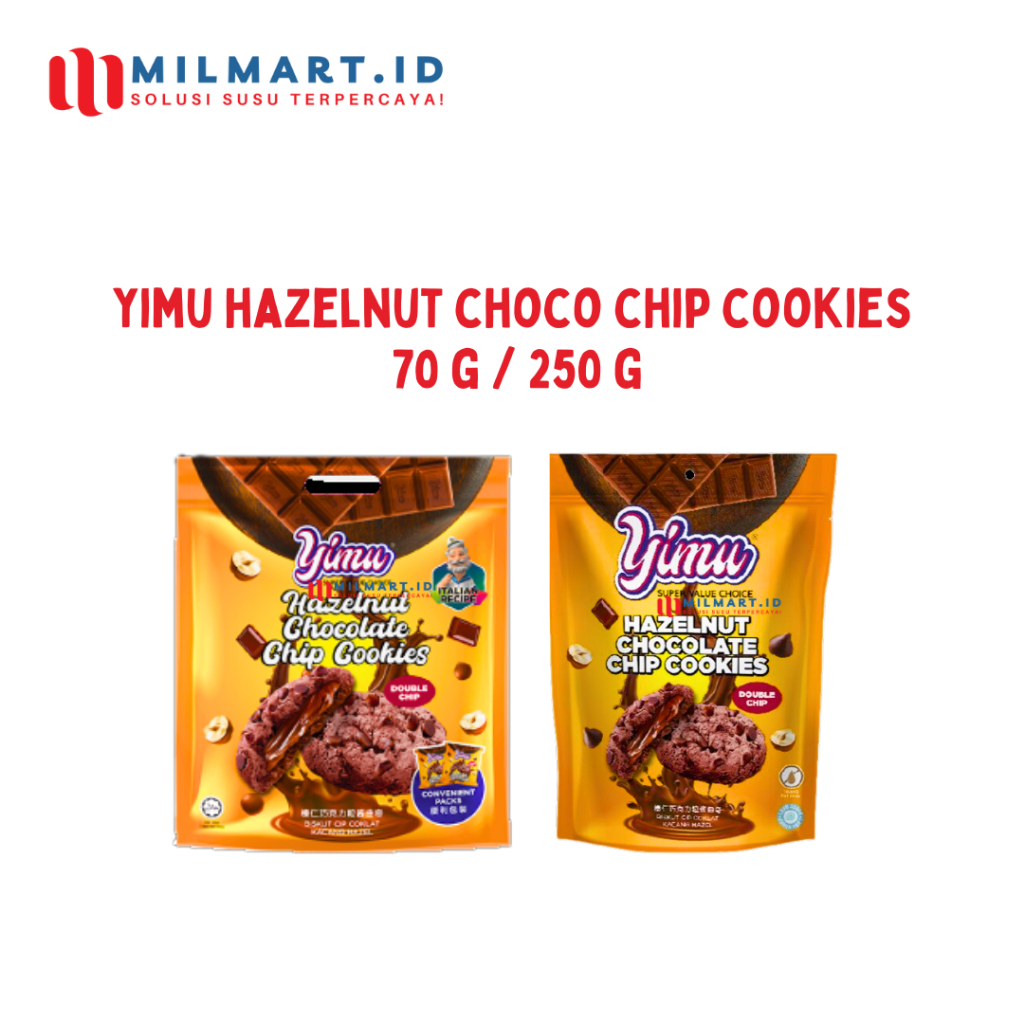 

YIMU HAZELNUT CHOCOLATE CHIP COOKIES POUCH ISI 70G/250G CAMILAN IMPOR BIG COUNTRY