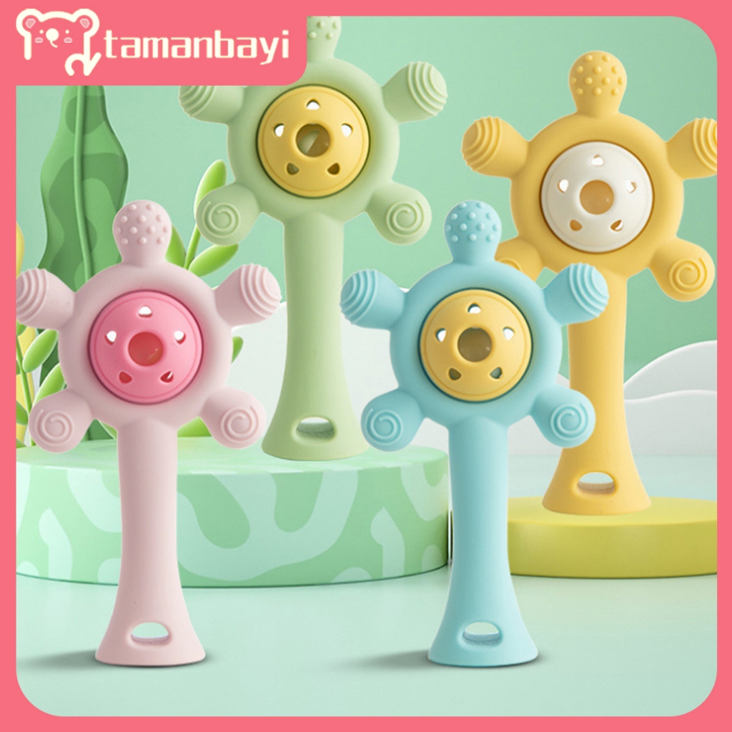 Teether Bayi Bpa Free Kocok Musik Silikon Kelas Makanan Mainan Gerinda Gigi Bayi
