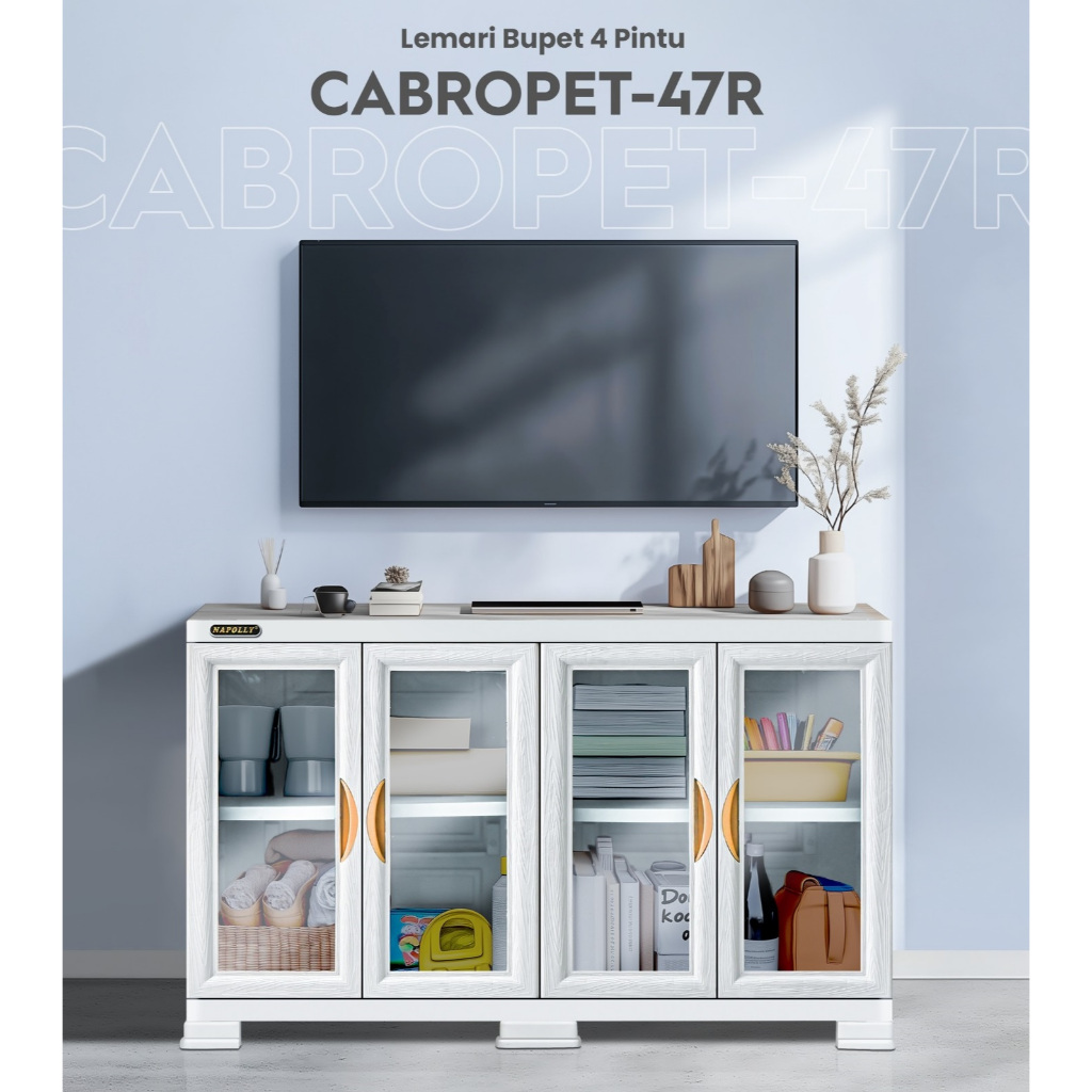 JKLP CABSULFET 454 Papan - Bufet TV Plastik Napolly 4 Pintu Rak TV Plastik Serbaguna KUAT KOKOH