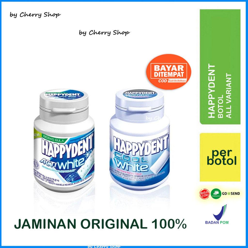 

Happydent Coll White | Acti White Sugar Free Bottle 56g - Permen Karet Mint Bebas Gula By Cherry Shop