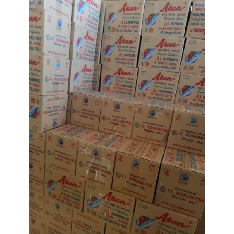 

Paket 1 dus 24 PCS Sarden Atan Rasa Saus Tomat | Makanan Kaleng Sarden 425 gr