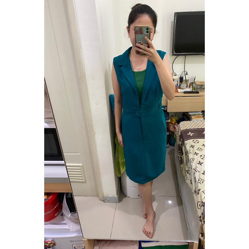 MILLY & CHARLOTTE PREMIUM TEAL VEST DRESS PRELOVED SIZE M