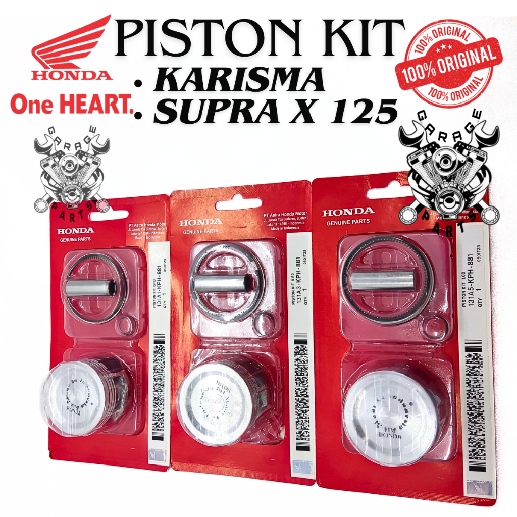Piston Kit Original Seher Honda KPH Seher Supra X 125 Karbu Karisma Kirana Ring Included Ori AHM