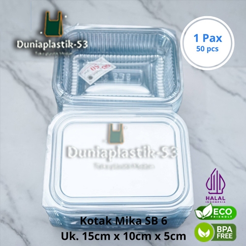 (Per 50Pcs) Kotak Makanan Mika SB6 MM6 / Kotak Kue Mika / Kotak Mika / Box Mika / Kotak SB 6 MM 6