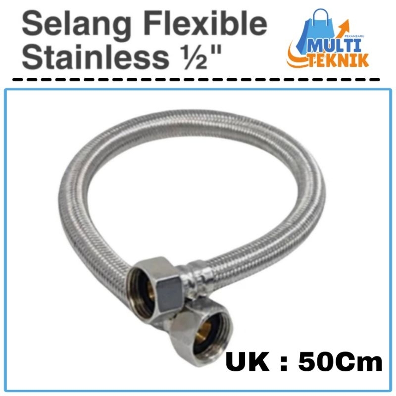 Selang Fleksible Air Panas Hose Flexible Stainless Wastafel WC 50Cm