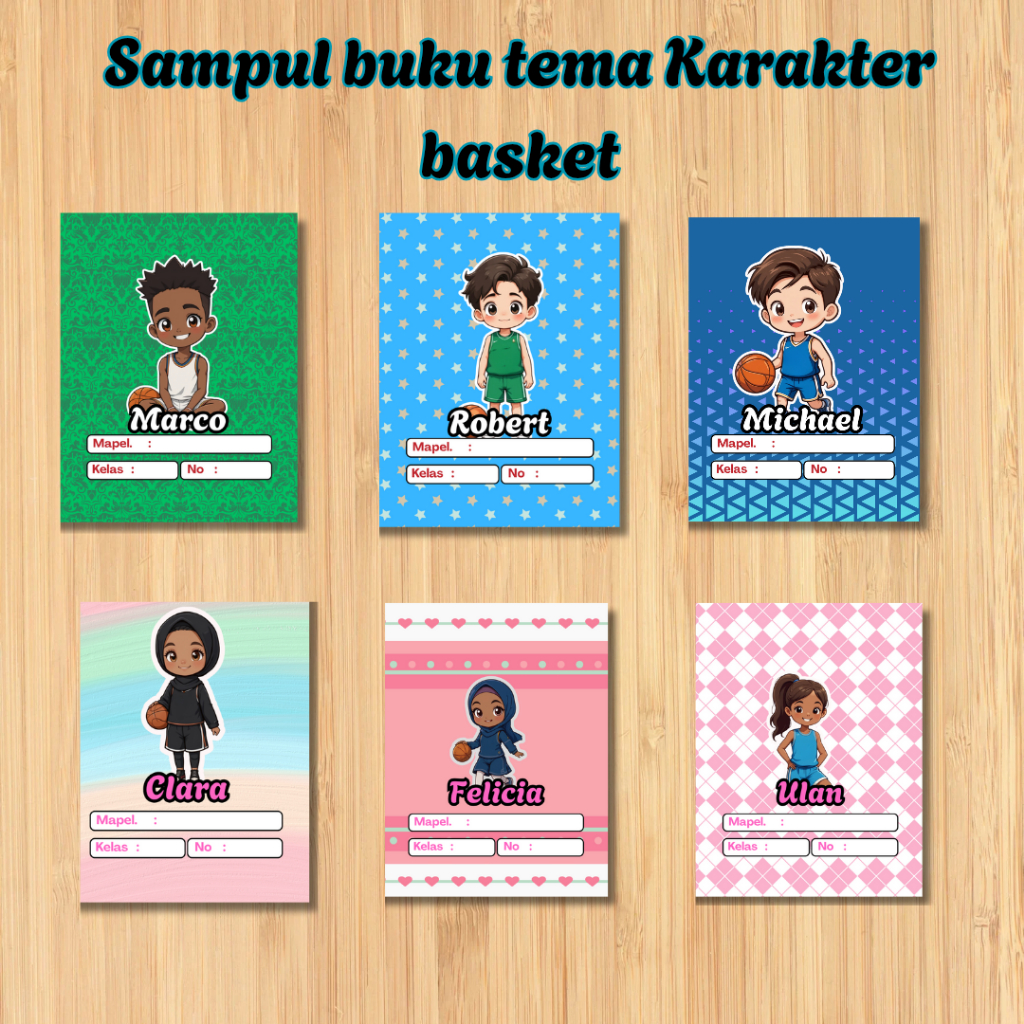 

Sampul Buku Tema Basket Anak | Custom Nama | Karakter Basket Keren | Ukuran A5 | Artpaper Premium | 5pcs