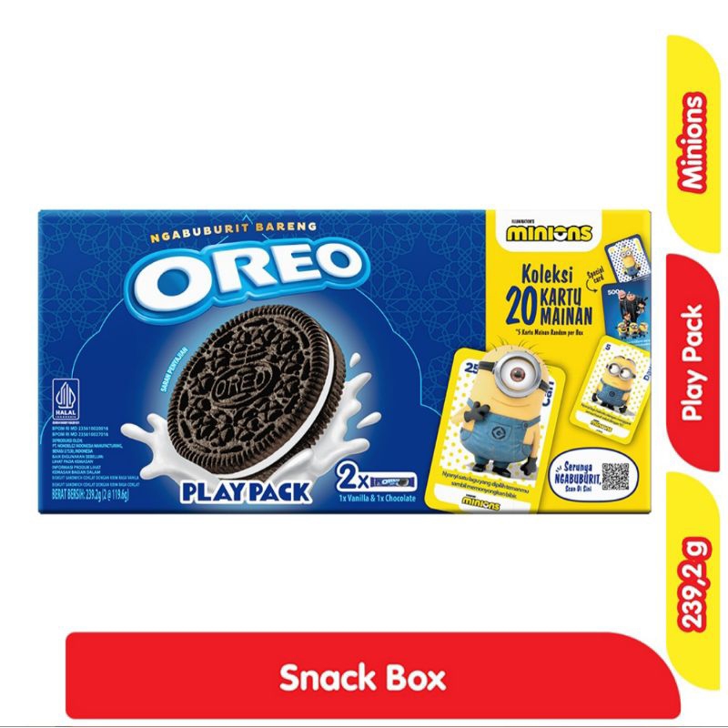 

Oreo Play Pack Minions Biskuit Krim Vanila & Cokelat Box 239.2 g