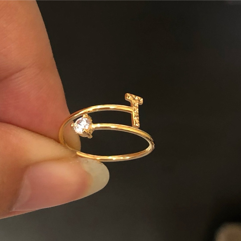 CU T- CINCIN SPIRAL HURUF T 0.56GR KADAR 375 UKURAN 9