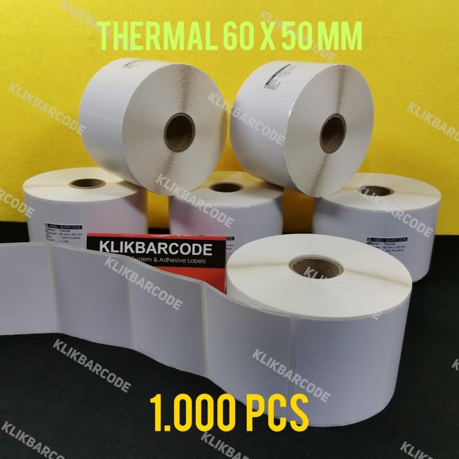 

Premium Stiker Barcode Label Thermal 60x50 mm / 6x5 cm / 60 x 50 mm Isi : 1.000 lbl