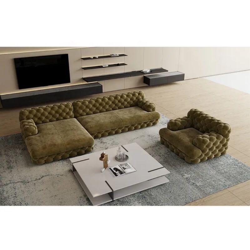 sofa chesterfield/sofa ruang tamu/sofa Lsudut/sofa set meja mewah/sofa beludru/sofa free bantal