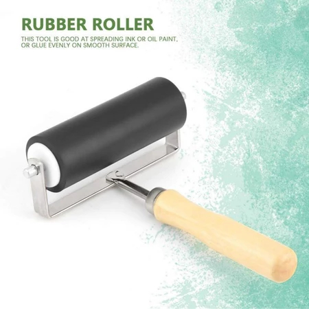 

Roller Karet Hard Roll Rubber Roll Grafis Wooden Handl Untuk Printmaking 10 Cm
