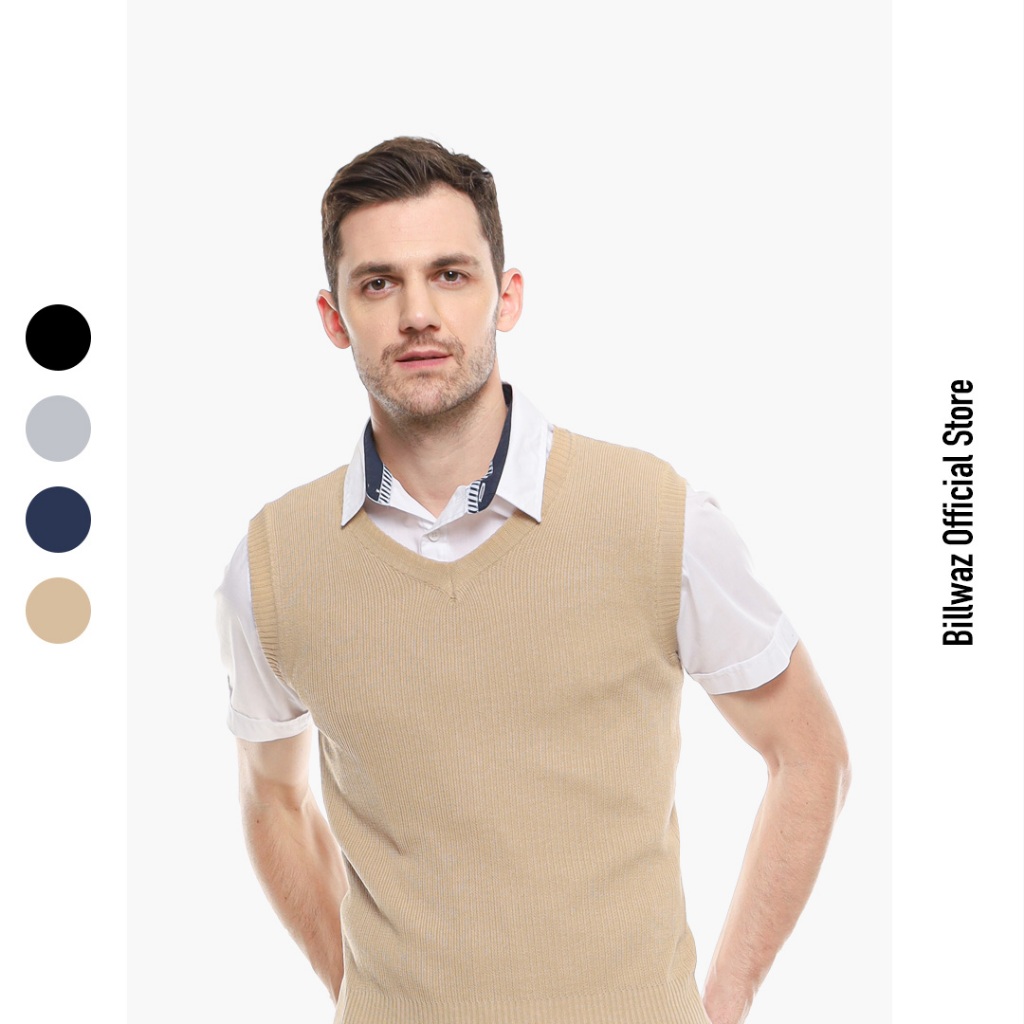 Terbaru Rompi Vest Rajut Pria Basic - Cream