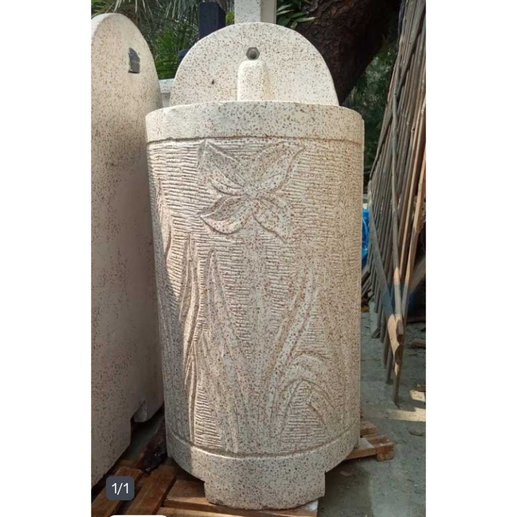 Batu Alam Wastafel Ukir Putih