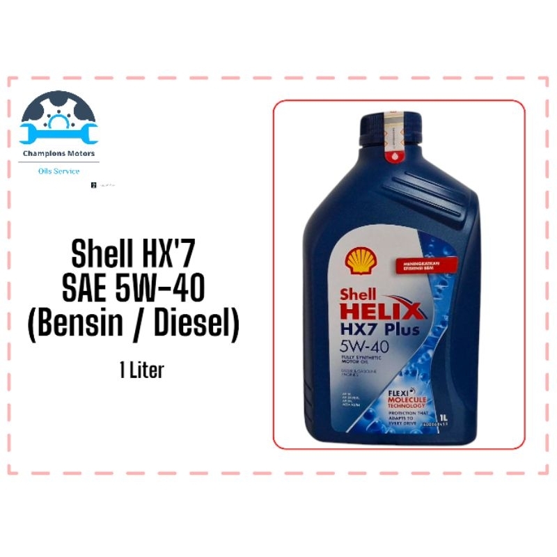 Oli Mesin Mobil Bensin / Diesel Shell HX'7 SAE 5W-40-1 ltr (BARCODE CENTANG HIJAU) 100% ORI
