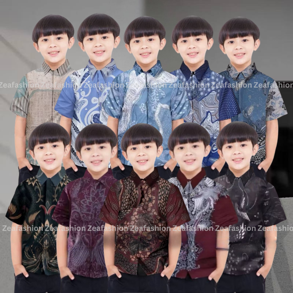 Kemeja Batik Anak Laki-laki Umur 1-12 tahun Batik Anak Laki-laki Lengan Pendek