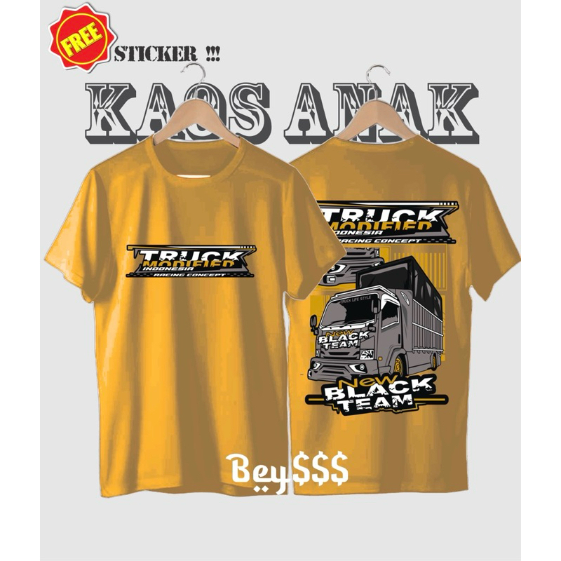 Kaos Anak TRUCK MODIFED BLACK TEAM Bahan Premium Dari Anak Usia 1-12 Tahun (Unisex)