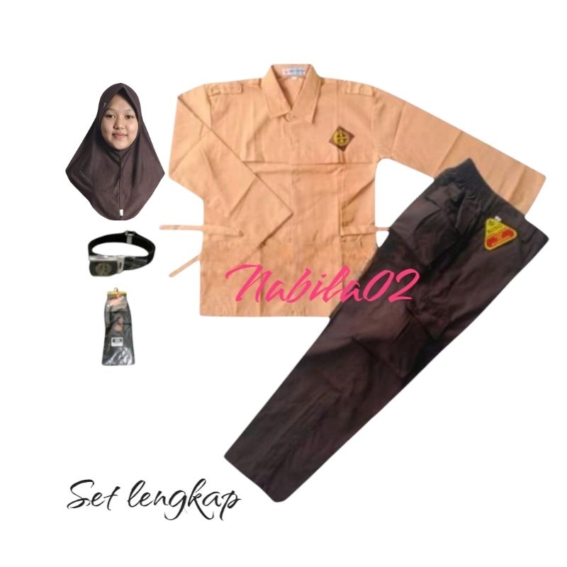 set lengkap baju pramuka panjang tali samping celana panjang pramuka pdl anak perempuan