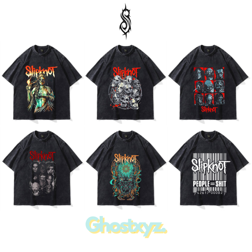 Ghostxyz T-Shirt Slipknot Wash Oversize Vintage Tee Baju Kaos