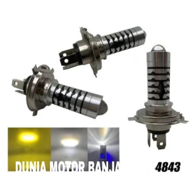 LAMPU LED LASER H4 2 WARNA PUTIH KUNING VIXION TIGER MX KING AC DC SENJA BIRU