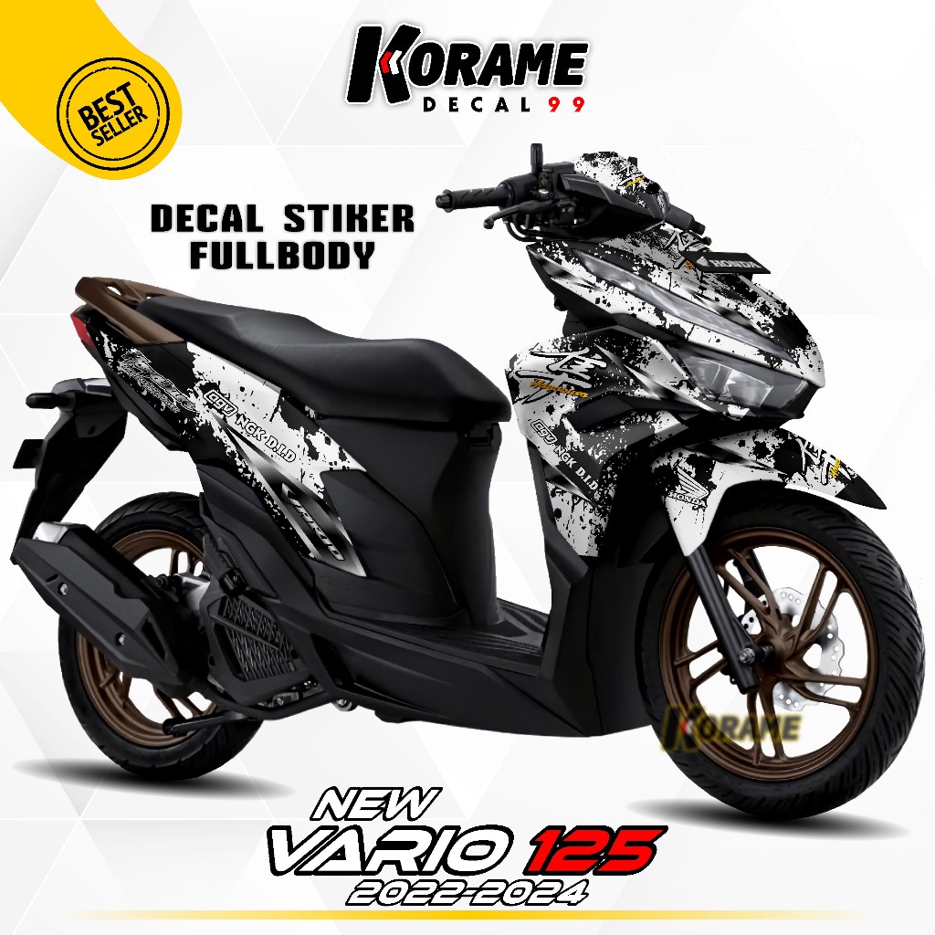 Decal Sticker New Vario 125 Full body - Motif Hayabusa Hitam Putih