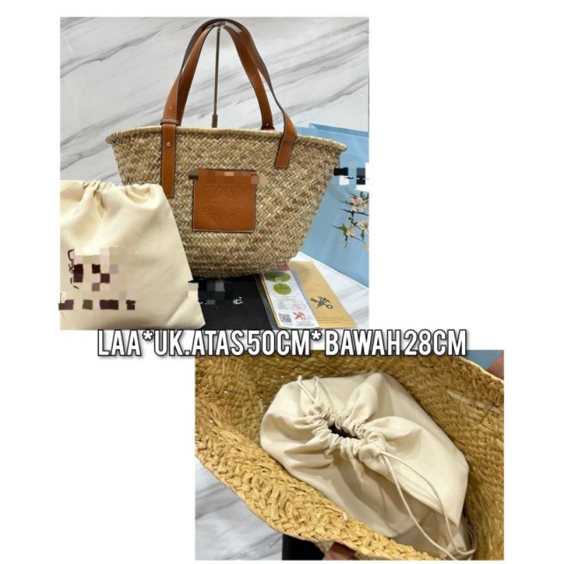 TAS WANITA LW TOTE BAG TOTEBAG ROTAN ANYAM WOVEN BASKET FASHION