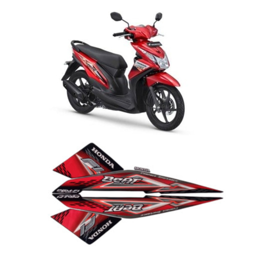 Striping Sticker Honda Beat fi 2014 Hitam merah list body motor beat 2014