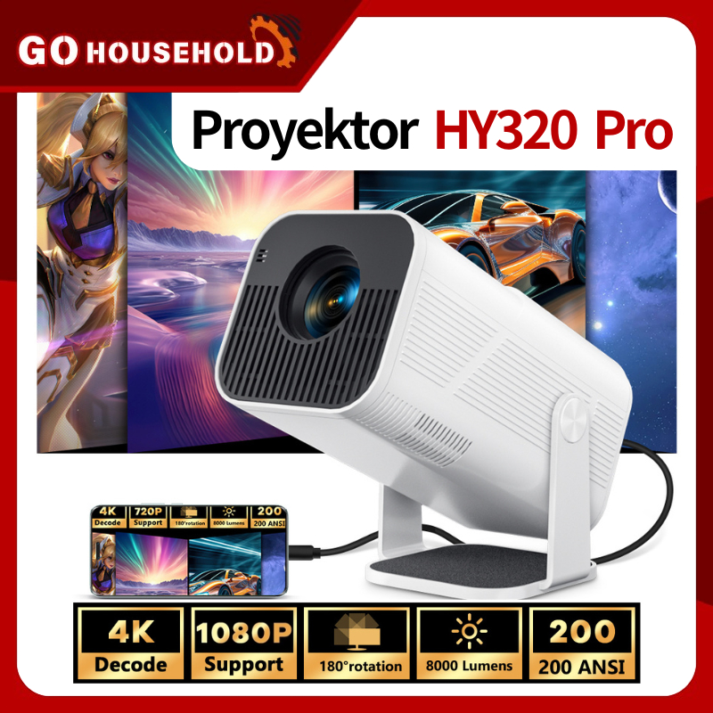 HY320pro AMX500 Portable Android WiFi Smart Proyektor 390 ANSI Lumens Bioskop Bluetooth
