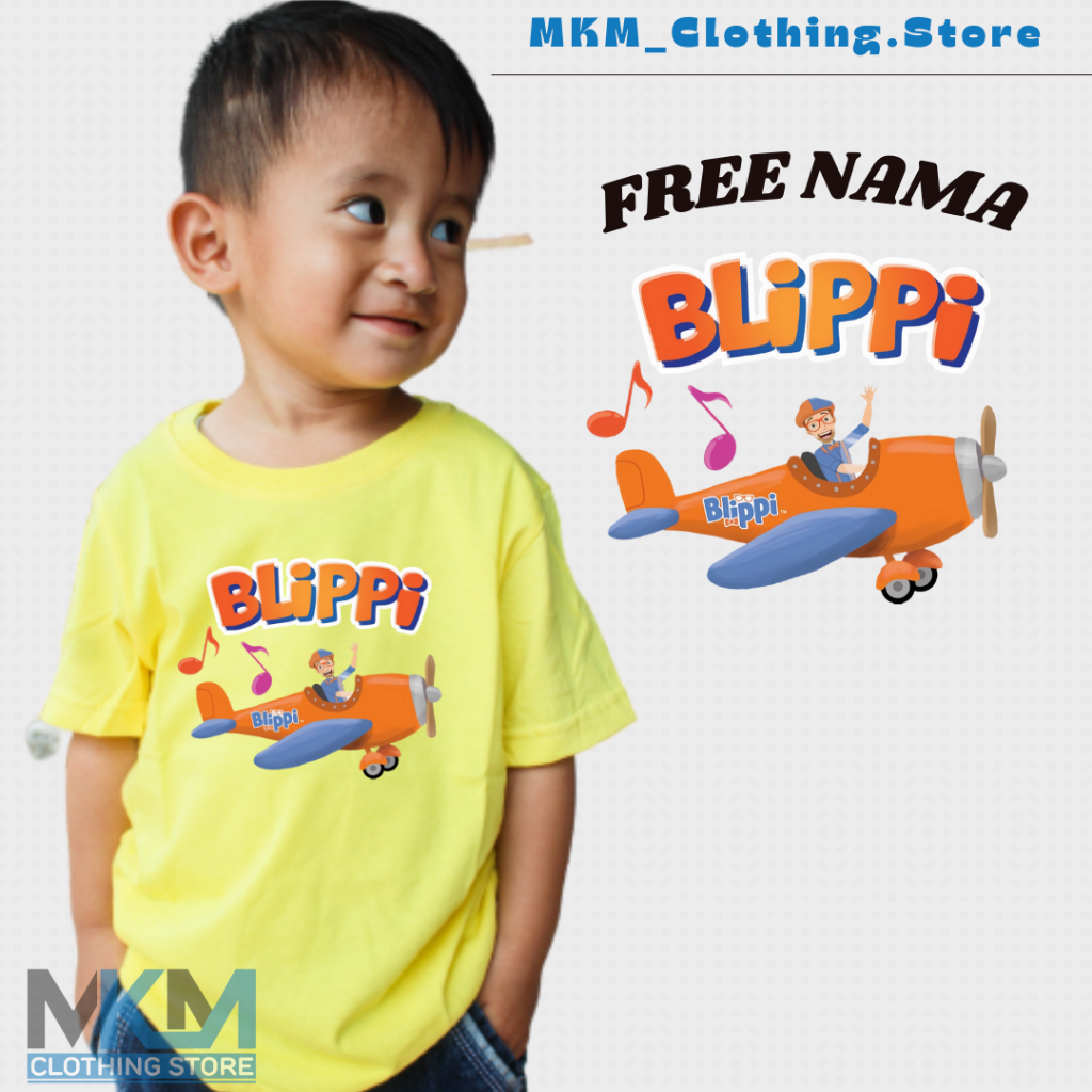 Kaos Anak Blippi Pesawat | Baju Anak Blippi Pesawat | Bisa COD [[ FREE NAMA ]]