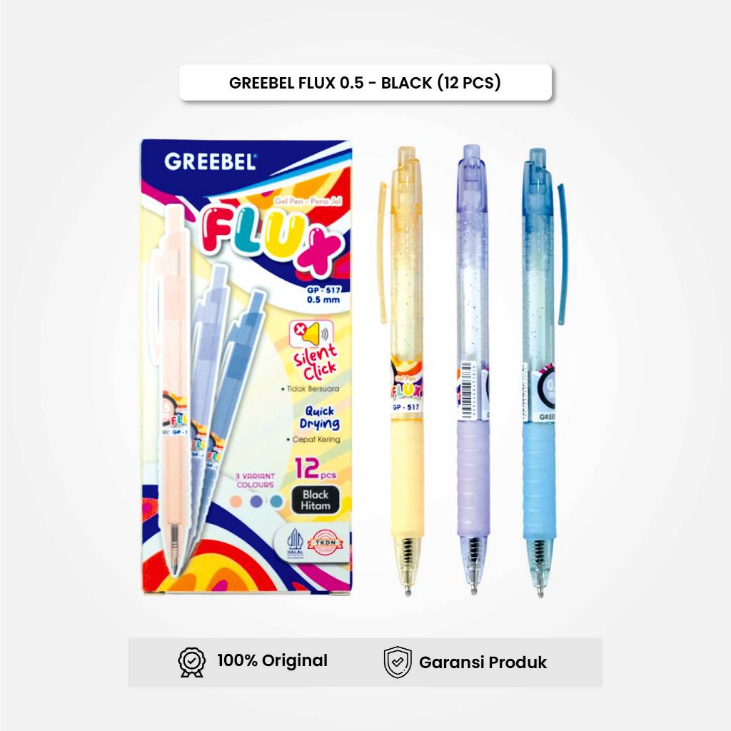 

GREEBEL Gel Pen Pulpen Pena GP-517 (12PCS\SET) Flux 0.5 Hitam / Pulpen Gel Murah Grosir