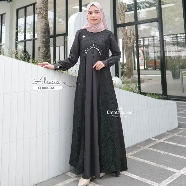 Emmaqueen Alessia dress gamis kondangan mewah muslim brukat syar'i