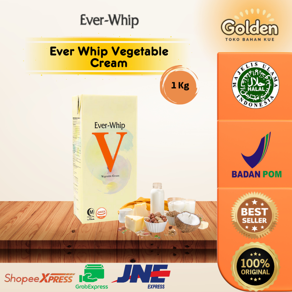 

Ever Whip Vegetable Cream 1 Kg / Ever Whip V-Krim nabati Manis Vanila