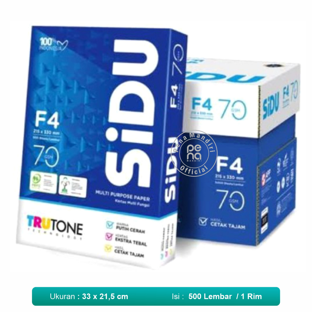 

1 Rim Kertas Hvs F4 Sidu 70 Gsm F4 Sidu 70 gsm Rim (isi 500 lbr) Kertas Hvs Kertas Folio Sidu