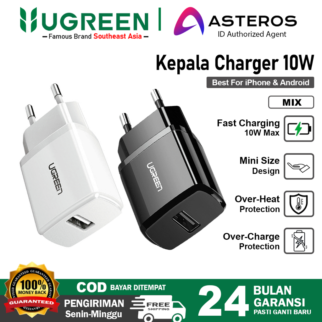 UGREEN Adaptor Kepala Charger For iPhone 5 6 7 8 Plus USB Fast Charging 10W