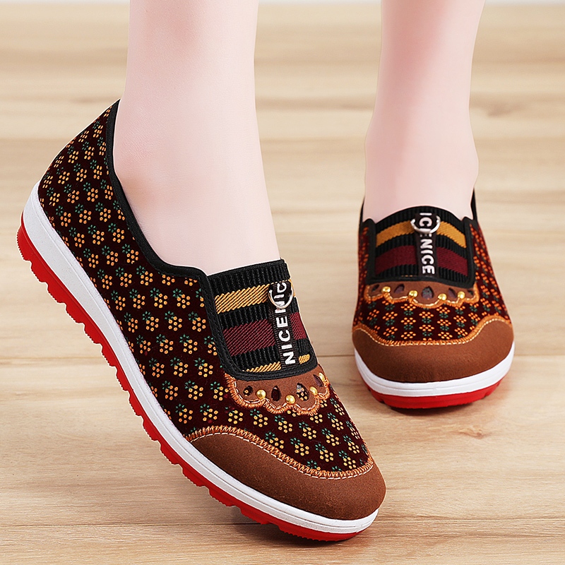 QINGSHUI Sepatu sneakers wanita impor, sepatu flat wanita, sepatu kasual slip-on wanita